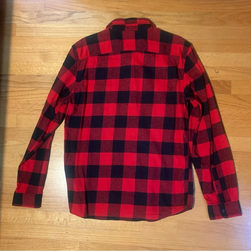 Gap Buffalo Plaid Untucked Long Sleeve Flannel Shirt Red and Black Men's Large - Picture 4 of 5
